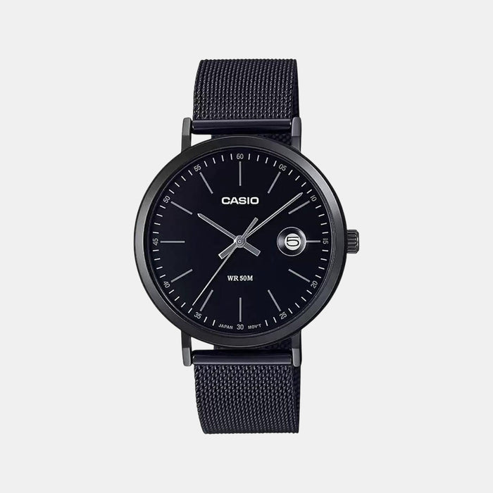 Enticer Men Quartz Black Dial Analog Mesh Watch A1829
