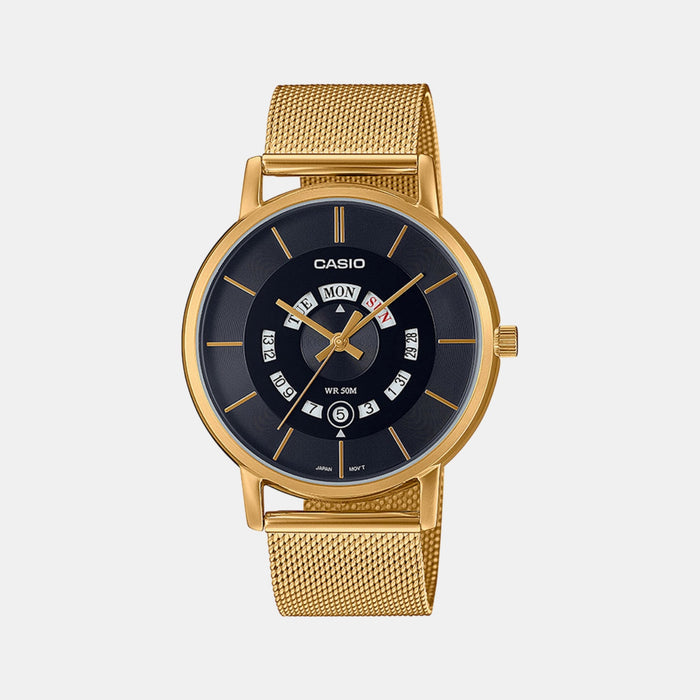 Enticer Men Quartz Black Dial Analog Mesh Watch A2137