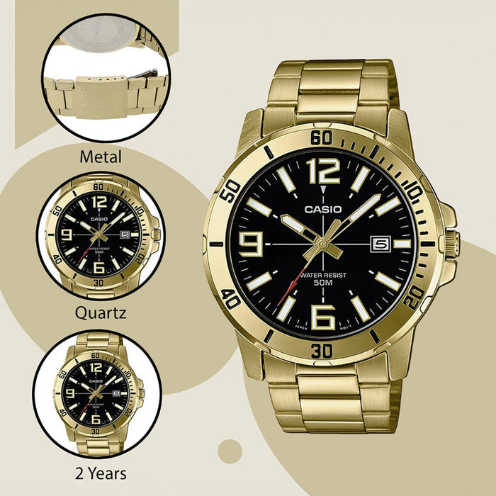 Enticer Men Quartz Black Dial Analog Stainless Steel Watch A1367