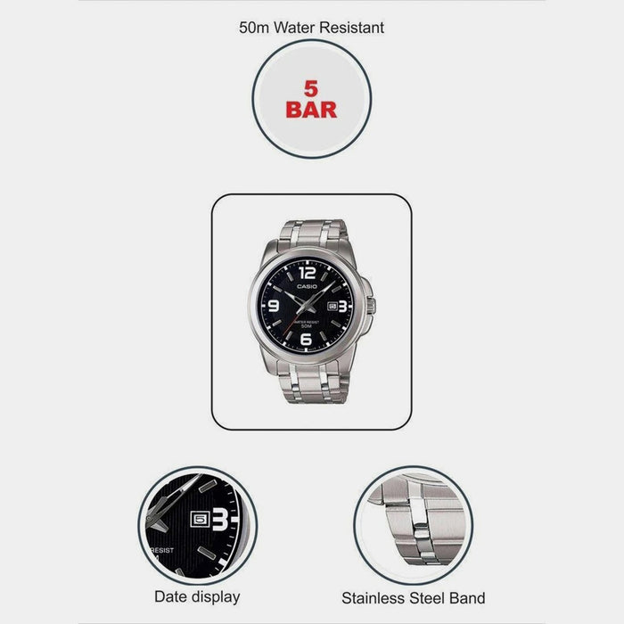 Enticer Men Quartz Black Dial Analog Stainless Steel Watch A550