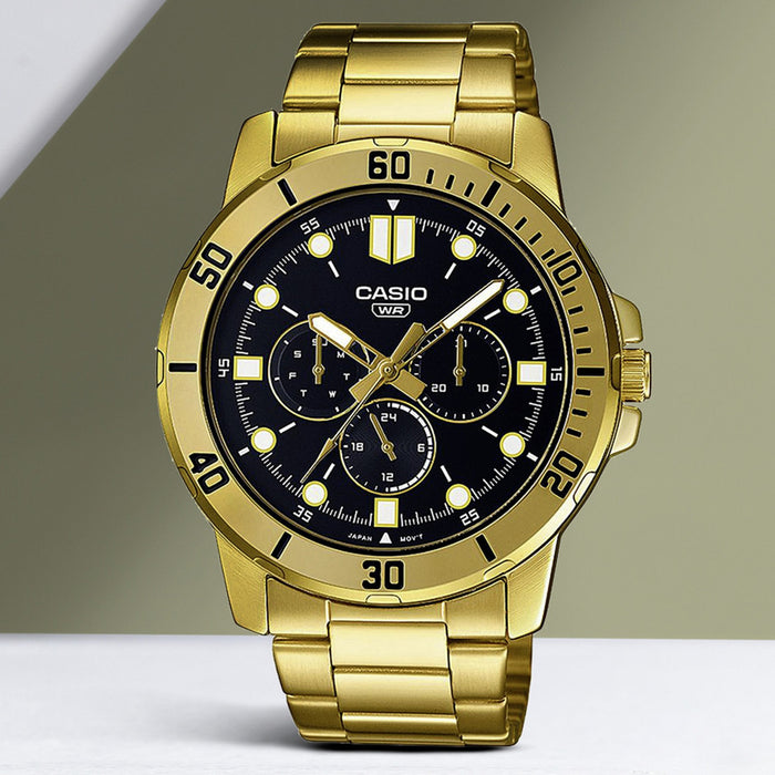 Enticer Men Quartz Black Dial Chronograph Stainless Steel Watch A1856