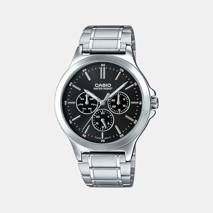 Enticer Men Quartz Black Dial Multi-Function Stainless Steel Watch A1173
