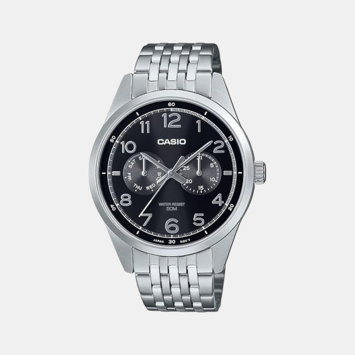 Enticer Men Quartz Black Dial Multi-Function Stainless Steel Watch A2330