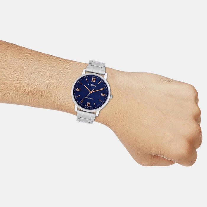 Enticer Men Quartz Blue Dial Analog Stainless Steel Watch A2154