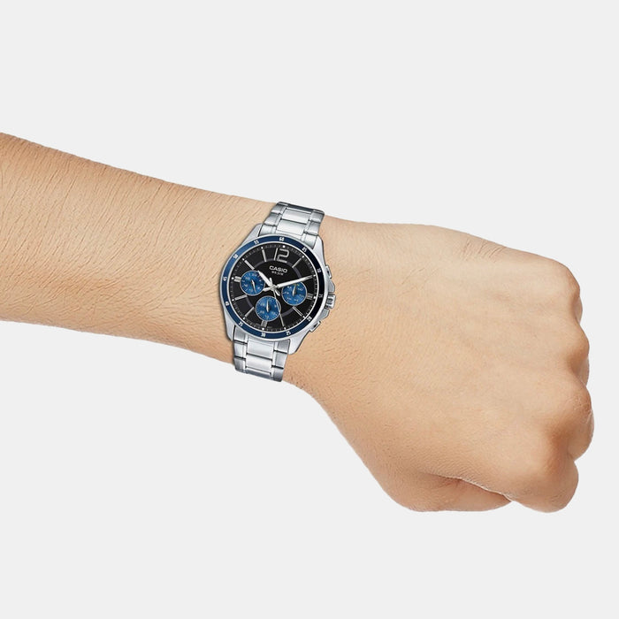 Enticer Men Quartz Blue Dial Multi-Function Stainless Steel Watch A950