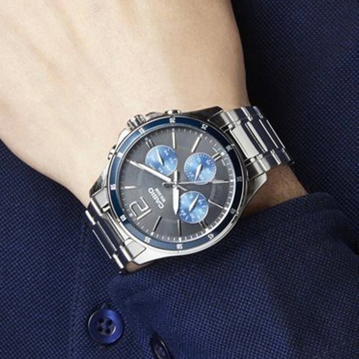 Enticer Men Quartz Blue Dial Multi-Function Stainless Steel Watch A950