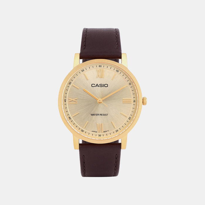 Enticer Men Quartz Gold Dial Analog Leather Watch A2158