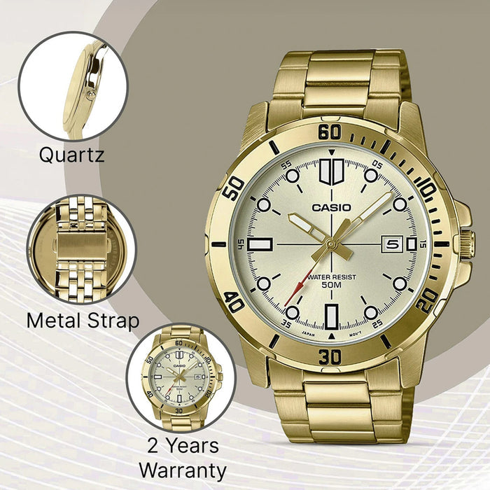 Enticer Men Quartz Gold Dial Analog Stainless Steel Watch A1368