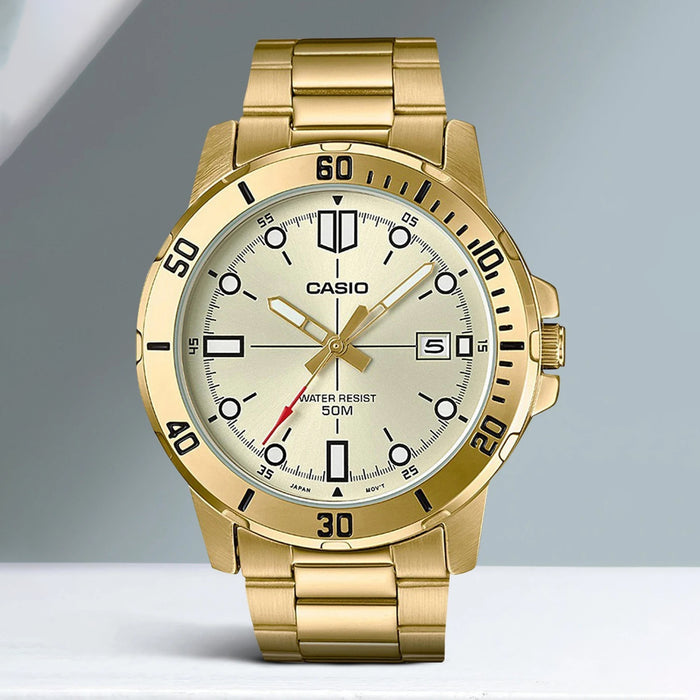 Enticer Men Quartz Gold Dial Analog Stainless Steel Watch A1368