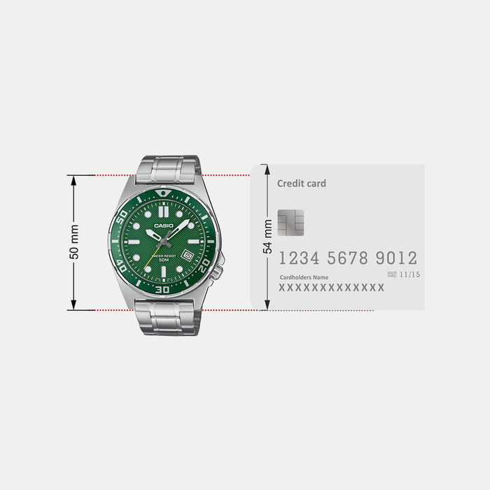 Enticer Men Quartz Green Dial Analog Stainless Steel Watch A2378