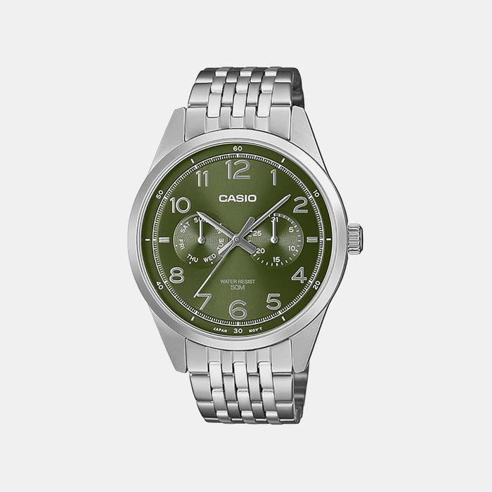 Enticer Men Quartz Green Dial Multi-Function Stainless Steel Watch A2332