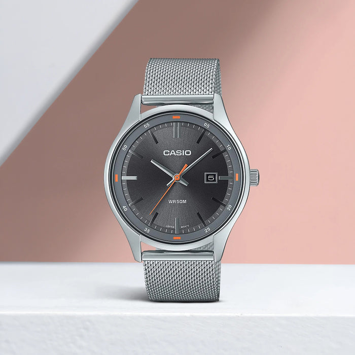 Enticer Men Quartz Grey Dial Analog Mesh Watch A2108