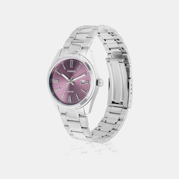 Enticer Men Quartz Purple Dial Analog Stainless Steel Watch A2368