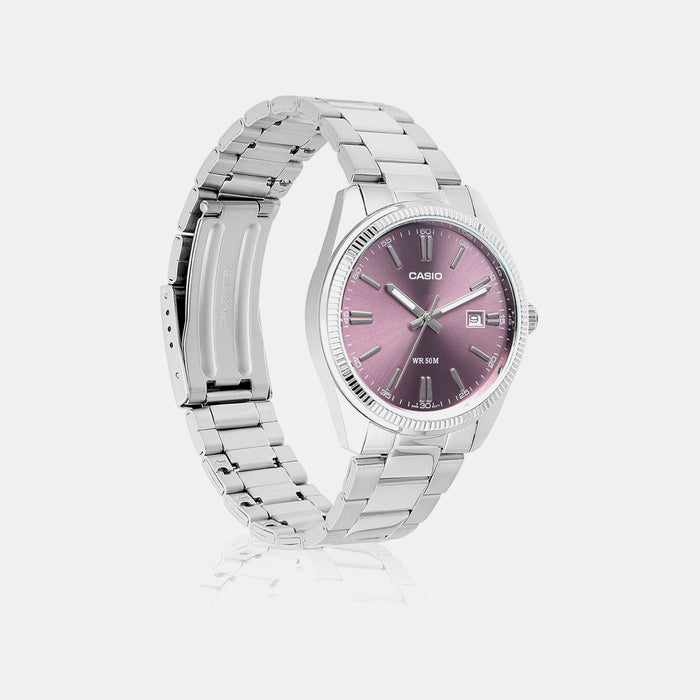 Enticer Men Quartz Purple Dial Analog Stainless Steel Watch A2368