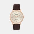 Enticer Men Quartz Silver Dial Analog Leather Watch A2162