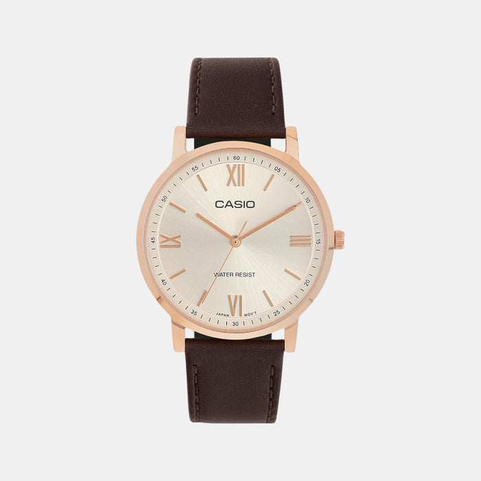 Enticer Men Quartz Silver Dial Analog Leather Watch A2162