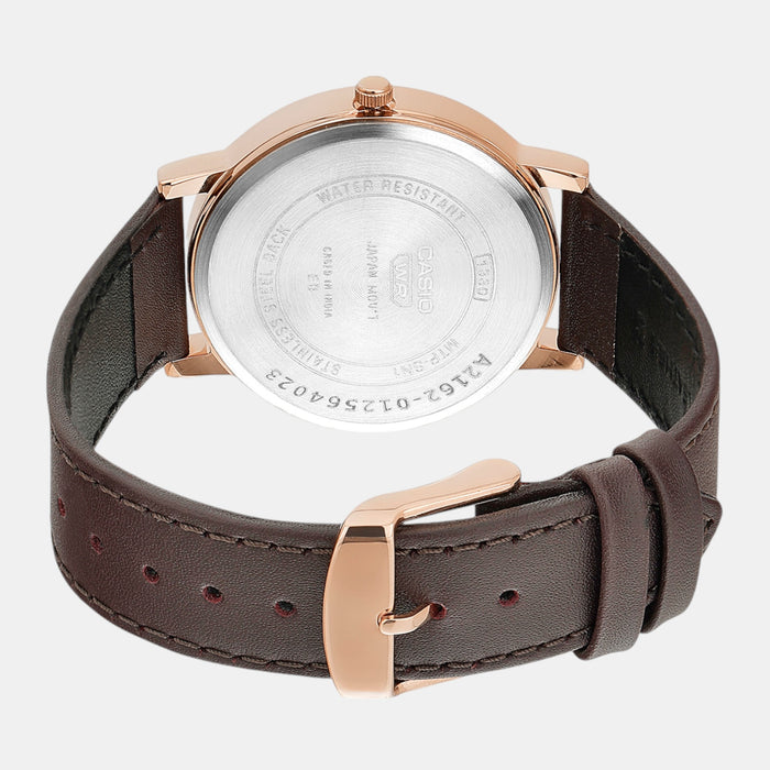 Enticer Men Quartz Silver Dial Analog Leather Watch A2162