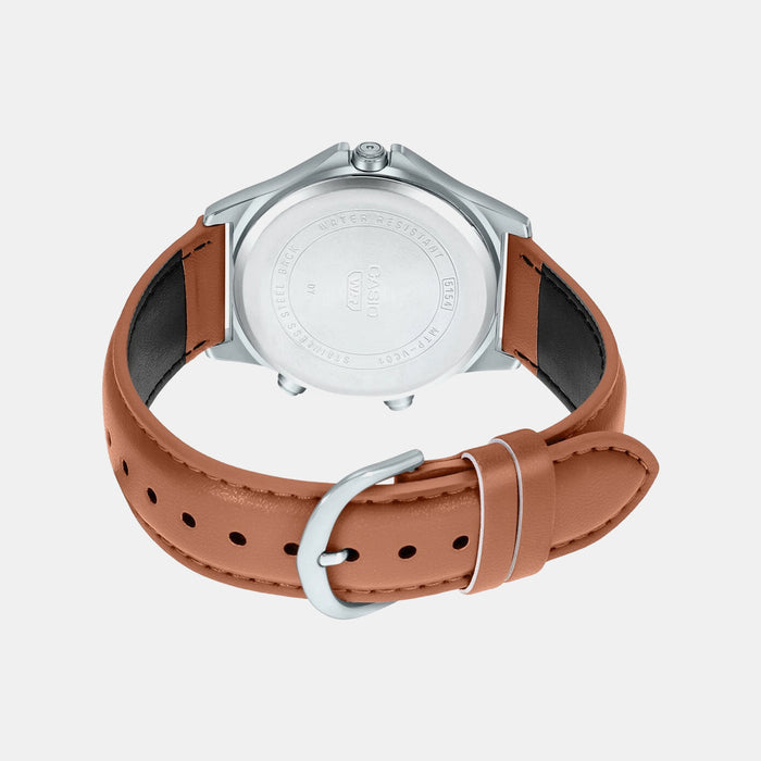 Enticer Men Quartz White Dial Analog-Digital Leather Watch A1929