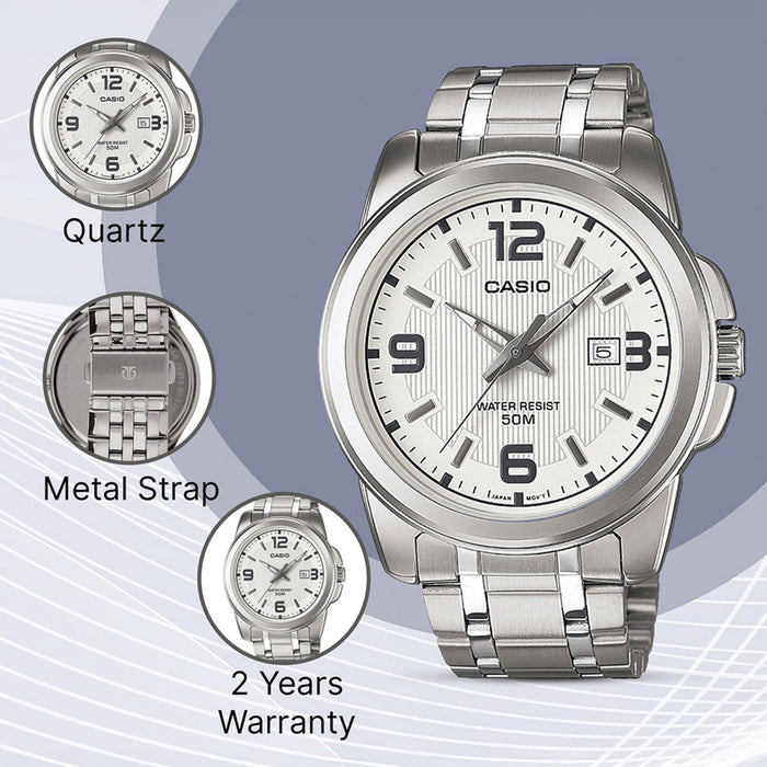 Enticer Men Quartz White Dial Analog Stainless Steel Watch A552