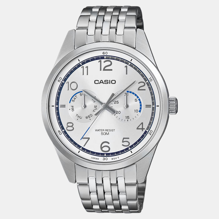 Enticer Men Quartz White Dial Multi-Function Stainless Steel Watch A2333