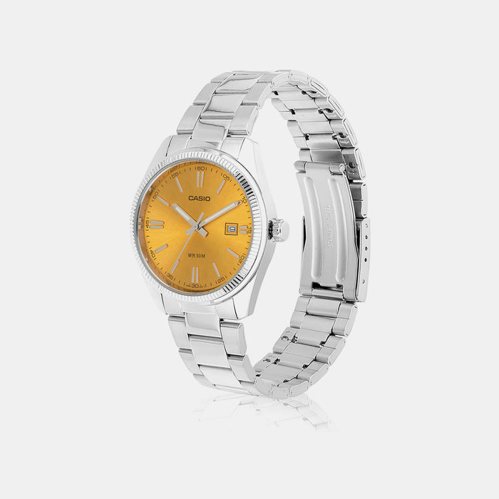 Enticer Men Quartz Yellow Dial Analog Stainless Steel Watch A2369