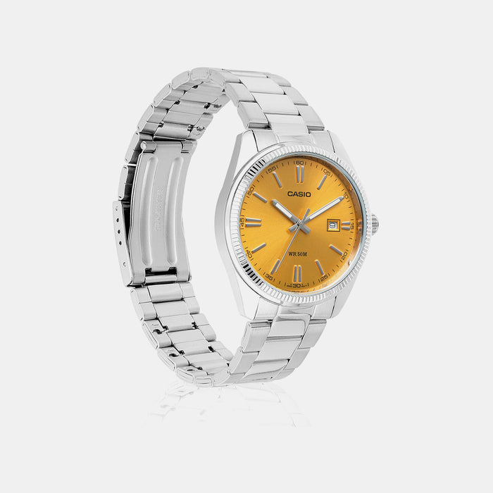 Enticer Men Quartz Yellow Dial Analog Stainless Steel Watch A2369