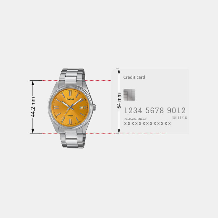 Enticer Men Quartz Yellow Dial Analog Stainless Steel Watch A2369