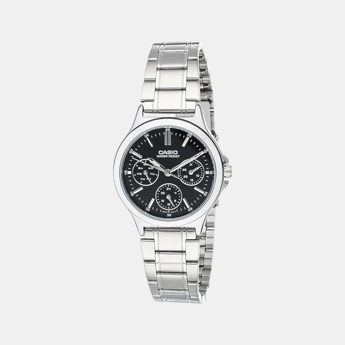Enticer Women Quartz Black Dial Multi-Function Stainless Steel Watch A1146