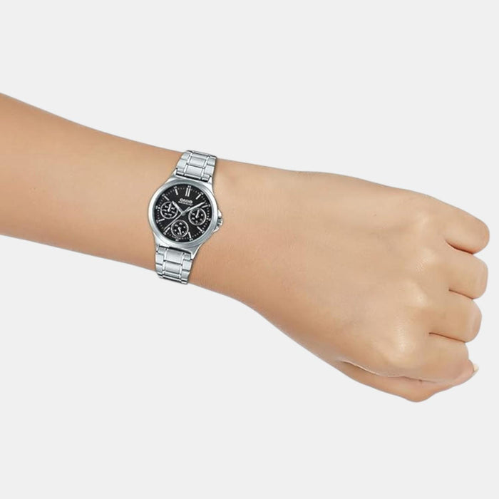 Enticer Women Quartz Black Dial Multi-Function Stainless Steel Watch A1146
