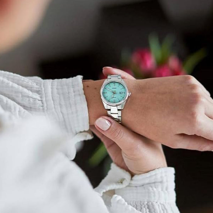 Enticer Women Quartz Blue Dial Analog Stainless Steel Watch A2372