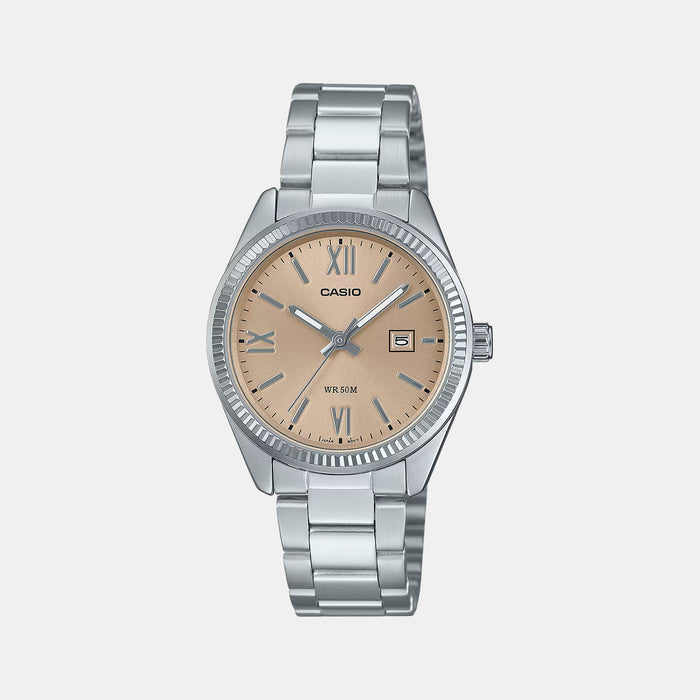 Enticer Women Quartz Cream Dial Analog Stainless Steel Watch A2361