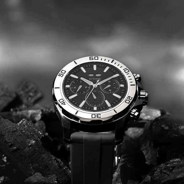 Equinox Men Automatic Black Dial Chronograph Leather Watch 562-P10406