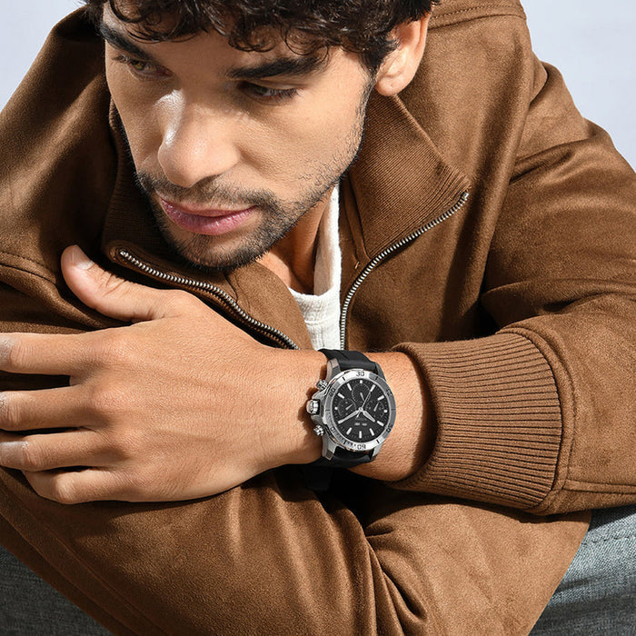 Equinox Men Automatic Black Dial Chronograph Leather Watch 562-P10406