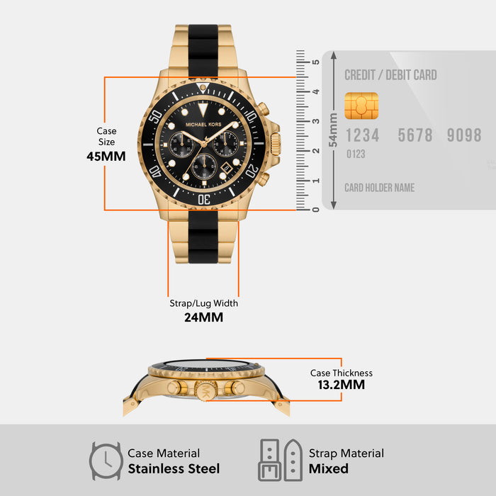 Everest Men Quartz Black Dial Chronograph Silicone Watch MK8979