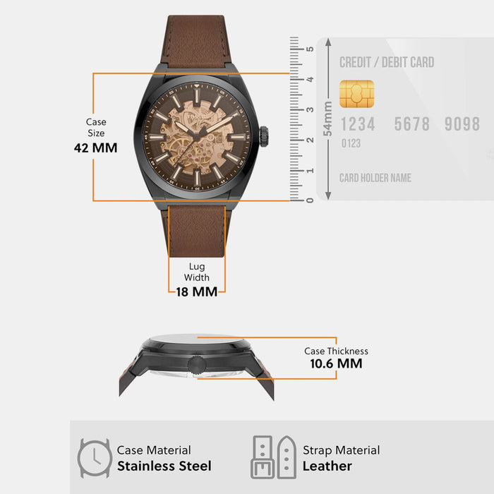 Everett Men Automatic Brown Dial Analog Leather Watch ME3207