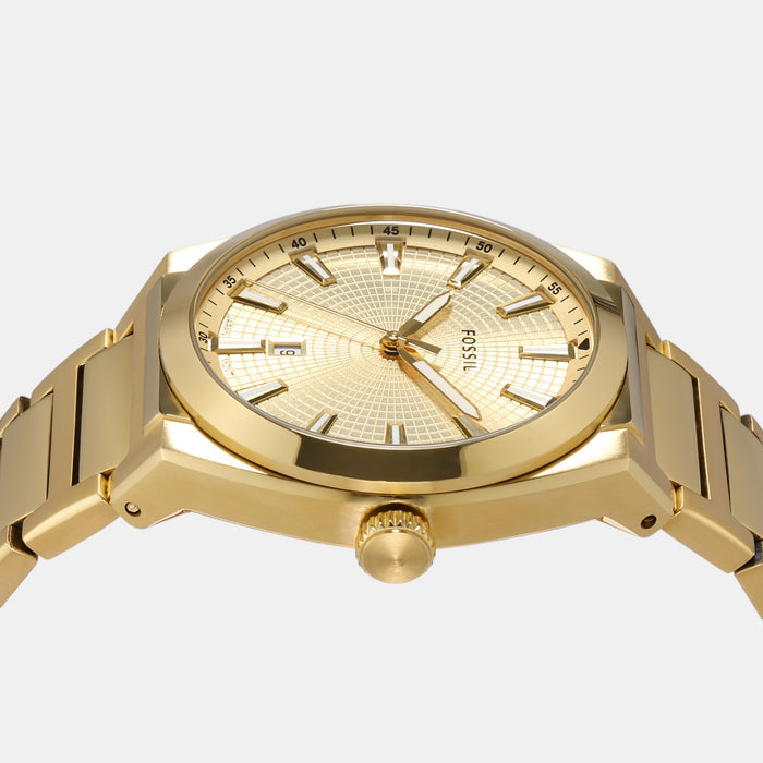 Everett Men Quartz Gold Dial Analog Stainless Steel Watch FS5965