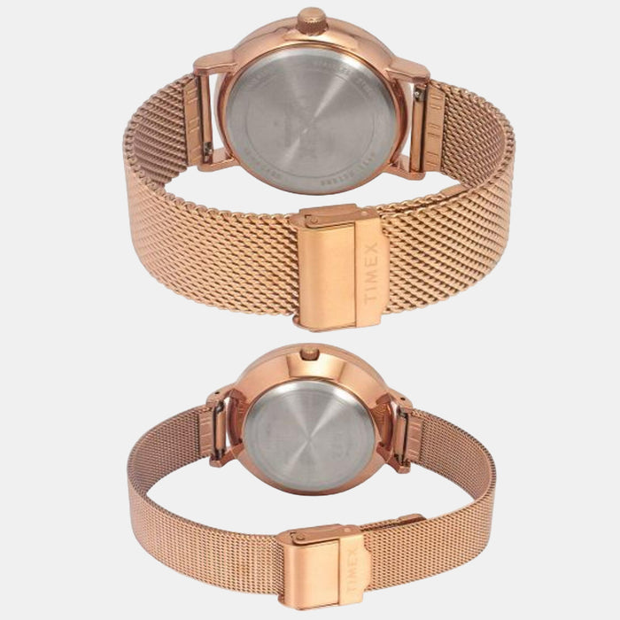 Fashion Couple Quartz Blue Dial Analog Stainless Steel Watch TW00PR293