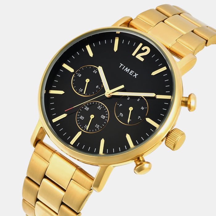 Fashion Men Quartz Black Dial Multi-Function Stainless Steel Watch TWEG20025