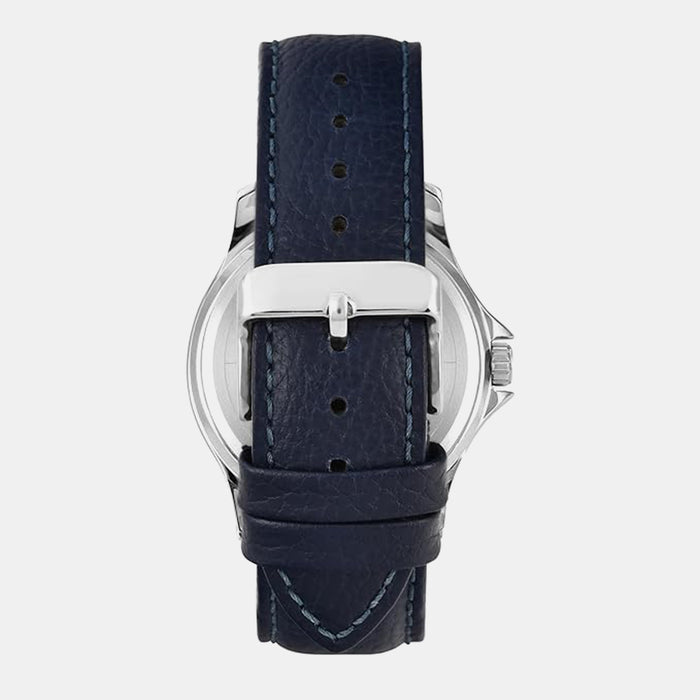 Fashion Men Quartz Blue Dial Analog Leather Watch TW000X132