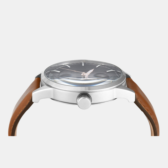Fashion Men Quartz Blue Dial Multi-Function Leather Watch TWEG19912