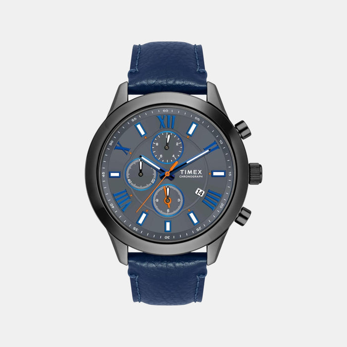 Fashion Men Quartz Grey Dial Chronograph Leather Watch TWEG18513
