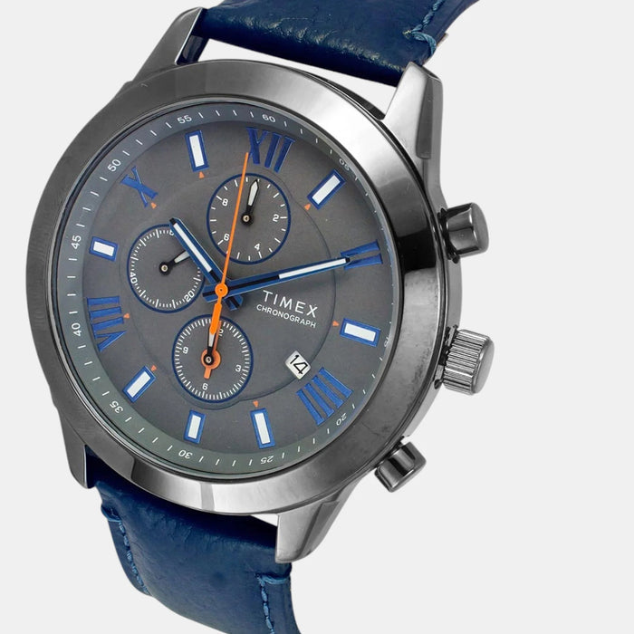 Fashion Men Quartz Grey Dial Chronograph Leather Watch TWEG18513