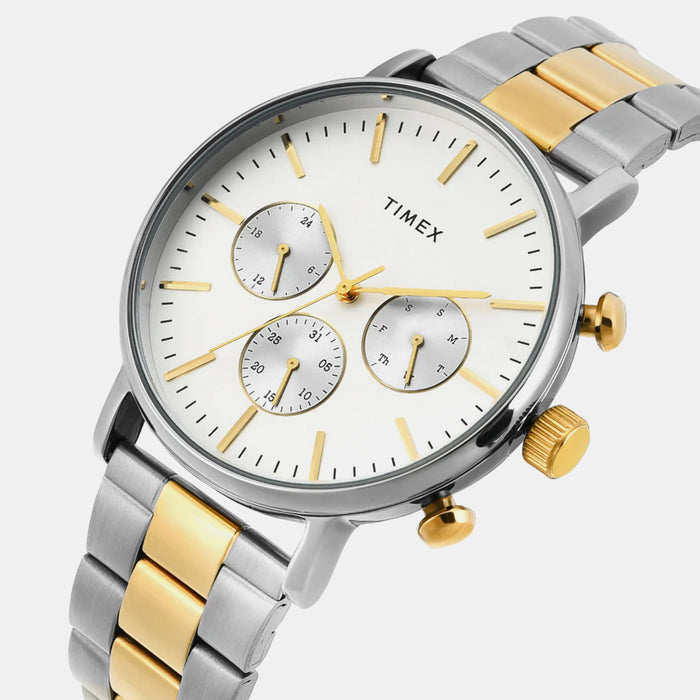Fashion Men Quartz Silver Dial Multi-Function Stainless Steel Watch TWEG20026