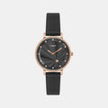 Fashion Women Quartz Black Dial Analog Leather Watch TWEL19101