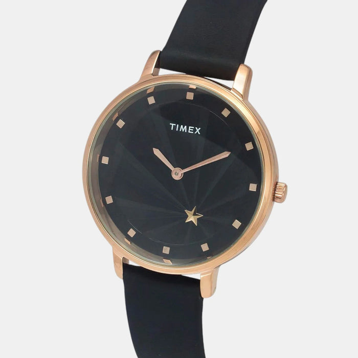 Fashion Women Quartz Black Dial Analog Leather Watch TWEL19101