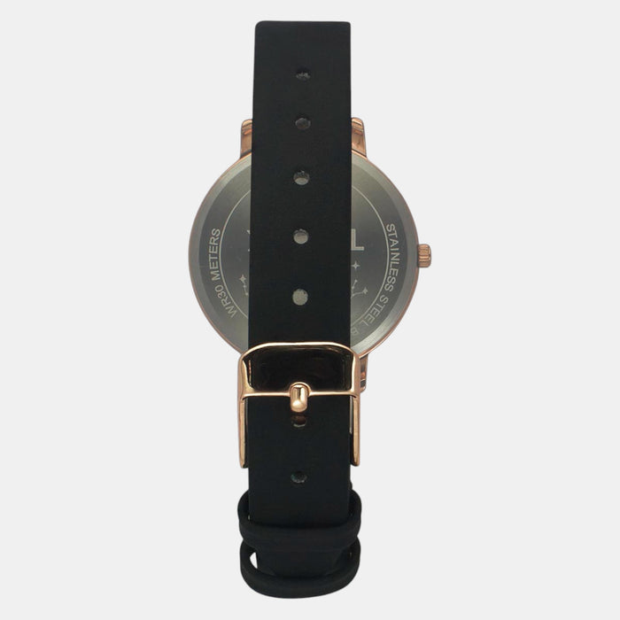 Fashion Women Quartz Black Dial Analog Leather Watch TWEL19101