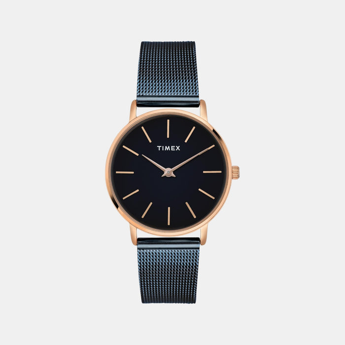 Fashion Women Quartz Black Dial Analog Stainless Steel Watch TWEL15611