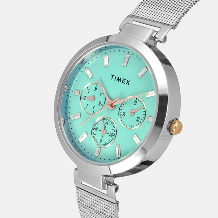 Fashion Women Quartz Blue Dial Multi-Function Stainless Steel Watch TW000X241