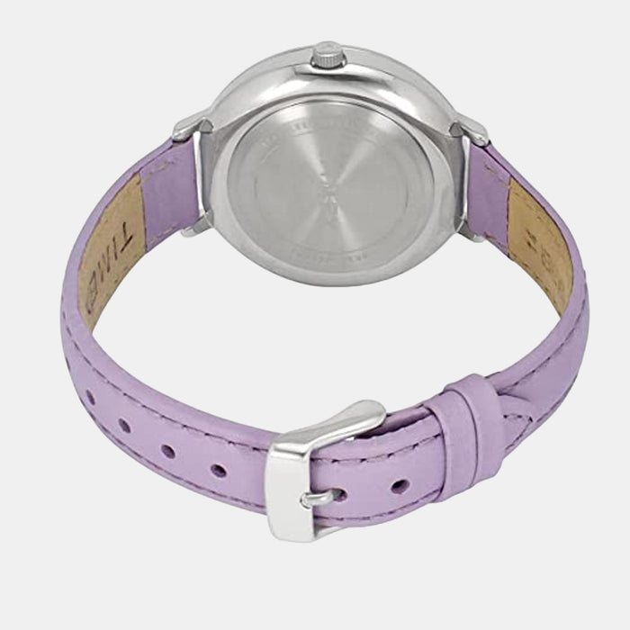 Fashion Women Quartz Lavender Dial Analog Leather Watch TWEL14706