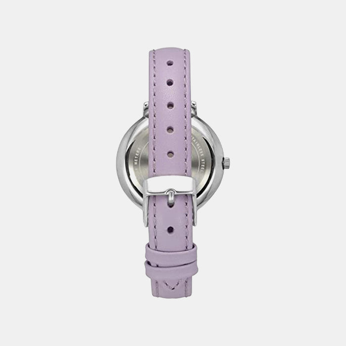 Fashion Women Quartz Lavender Dial Analog Leather Watch TWEL14706